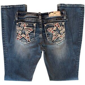 Miss Me Blue Boot Cut Jeans with Star Design